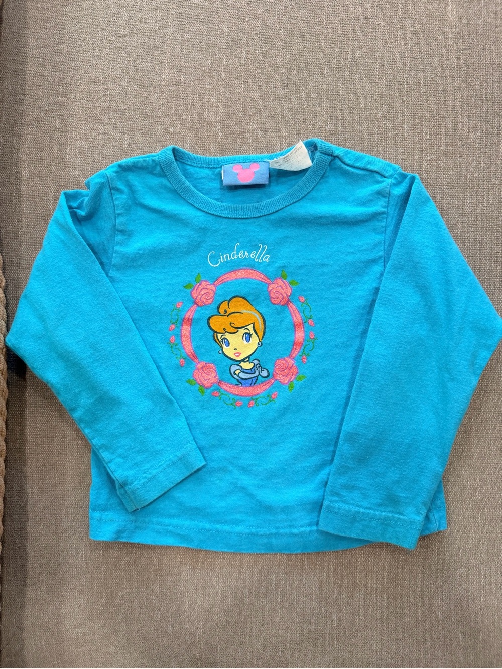 Vintage Disney Cinderella Long Sleeve Toddler Shirt Blue Princess Tee Size 3T